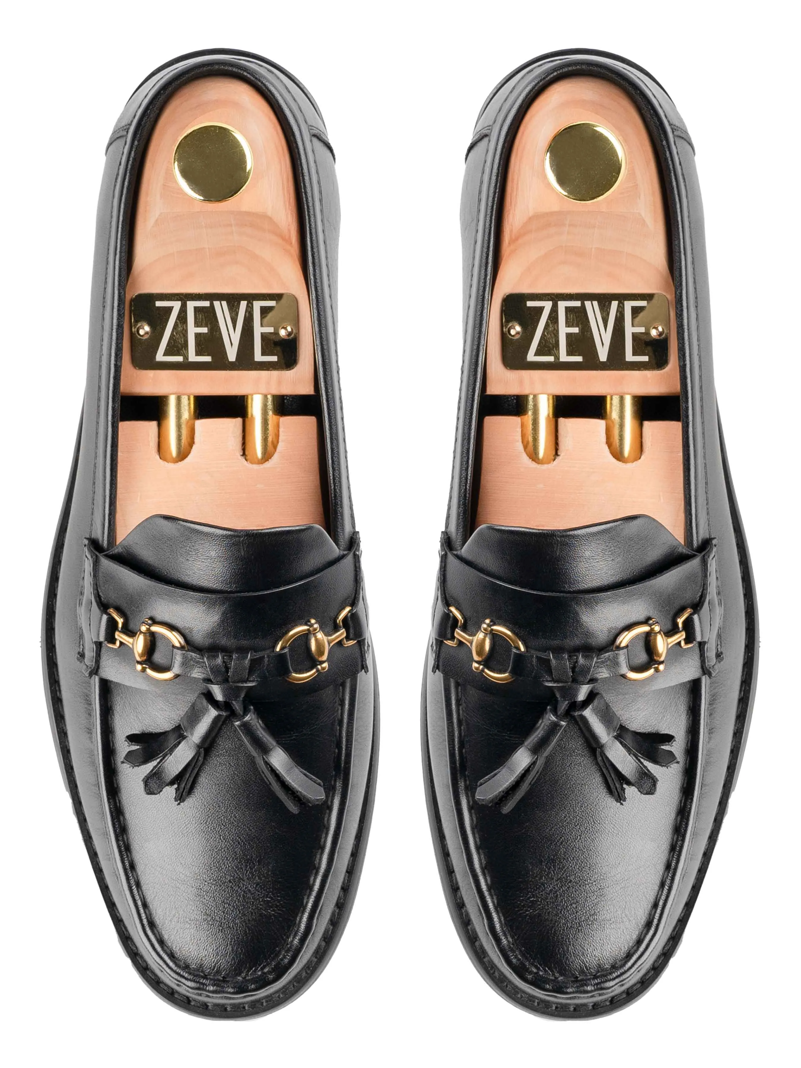 Mocassin à gland et boucle - Cuir noir uni