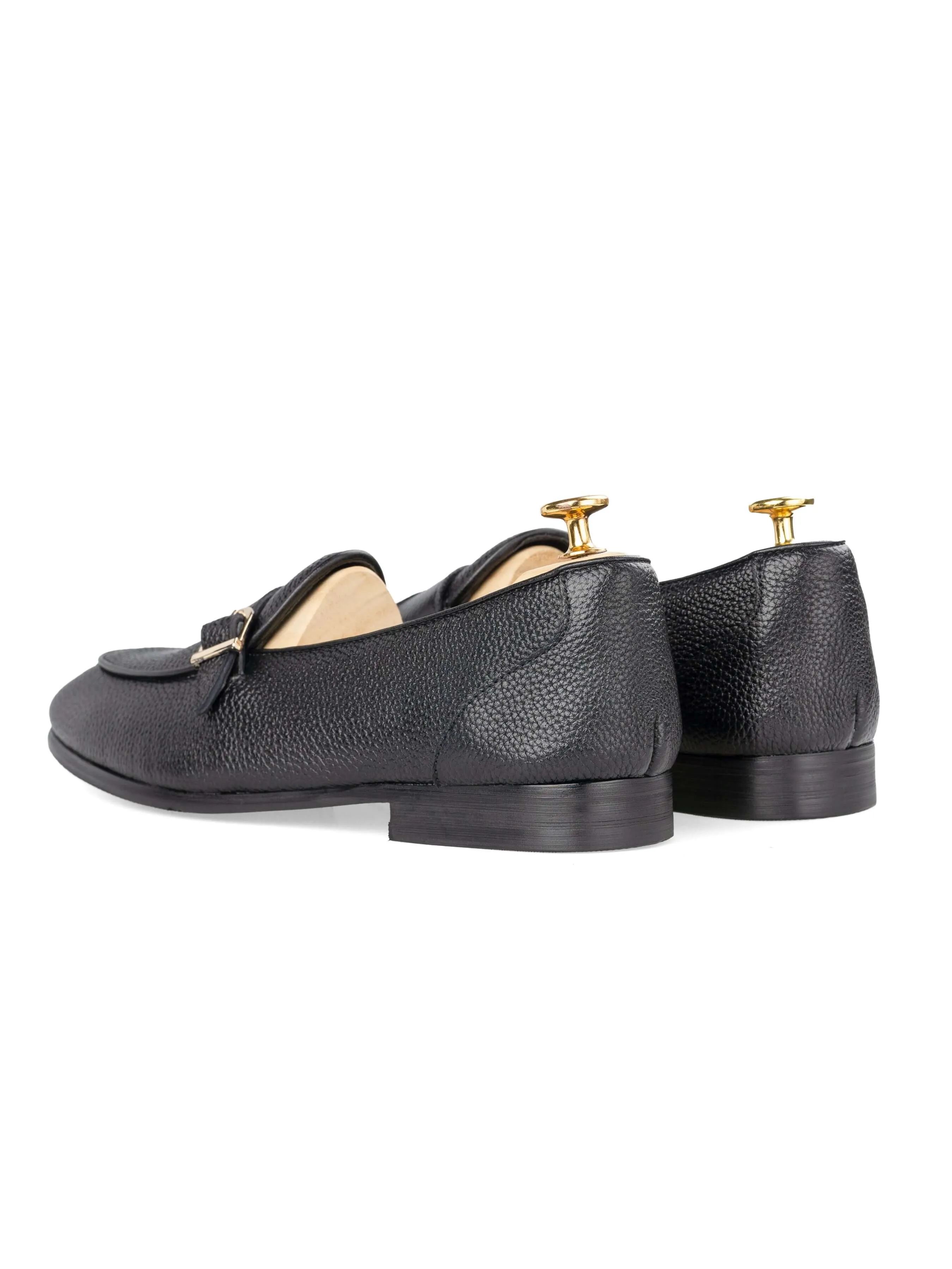 Theo Belgian Loafer - Noir Galet à Lanière Unique