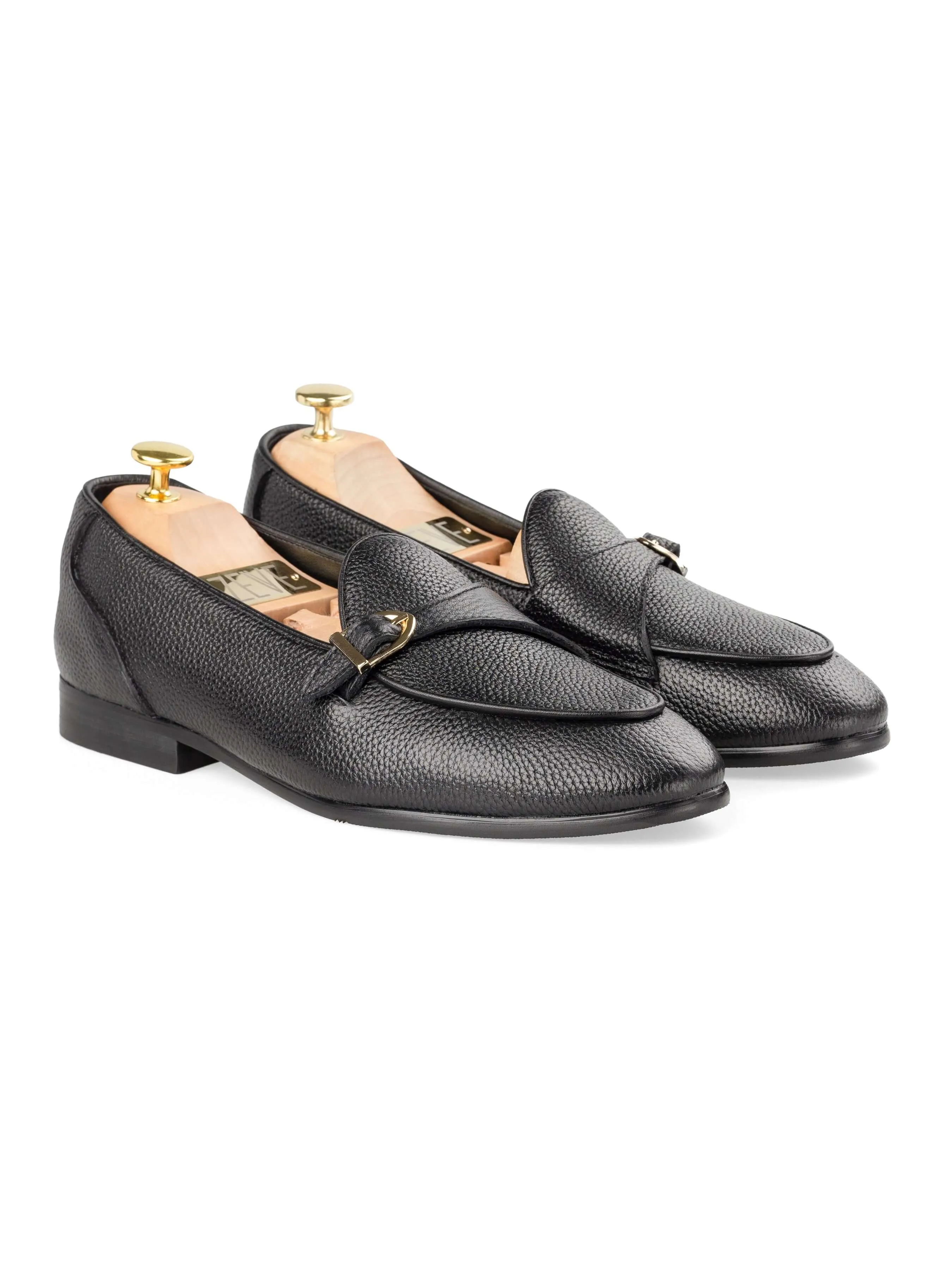 Theo Belgian Loafer - Noir Galet à Lanière Unique