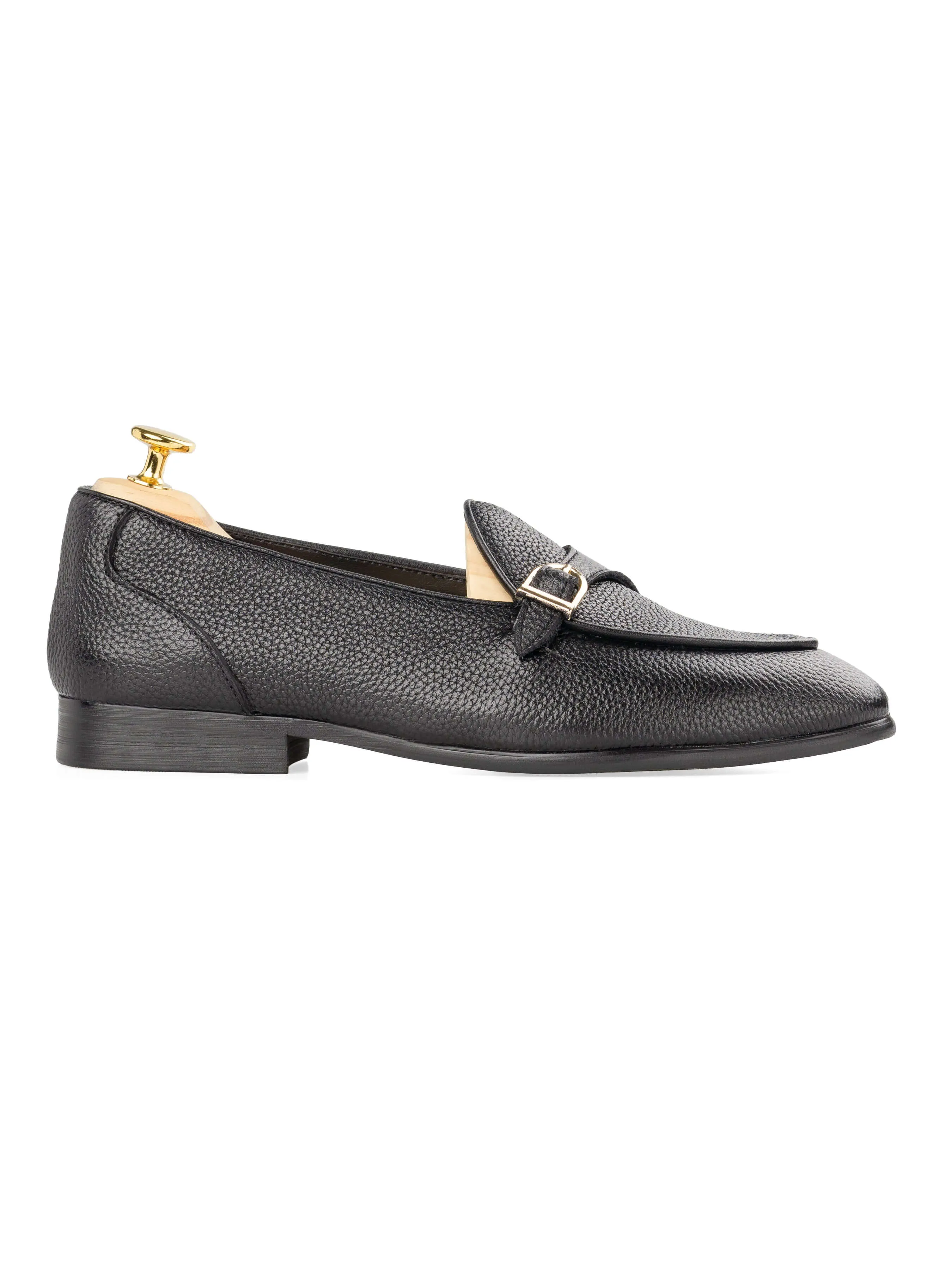Theo Belgian Loafer - Noir Galet à Lanière Unique