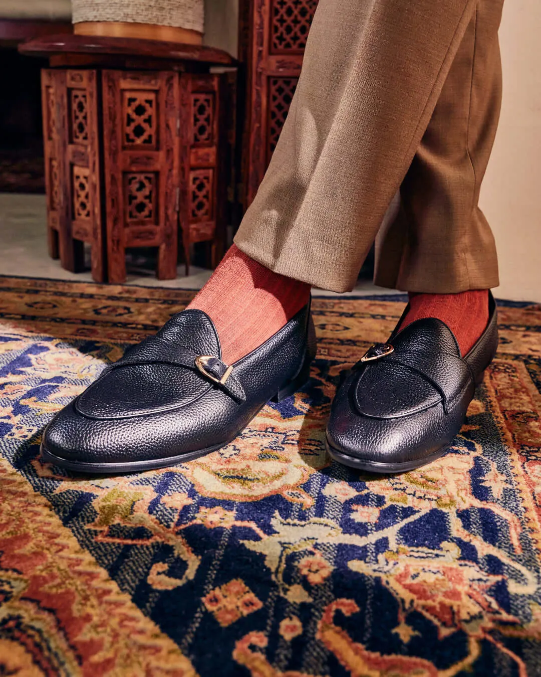 Theo Belgian Loafer - Noir Galet à Lanière Unique