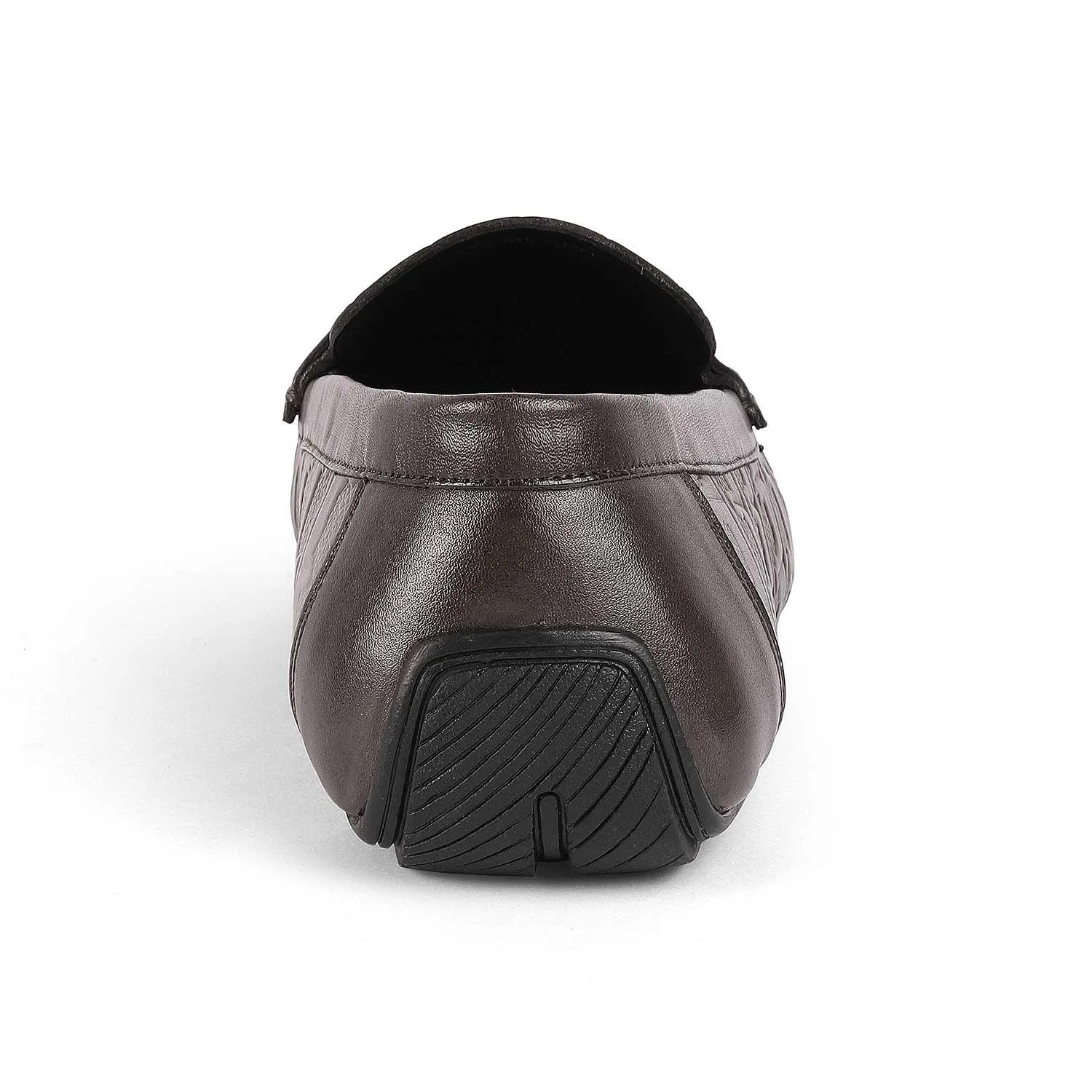 Tresmode Miland Grey Mocassins de conduite en cuir pour hommes