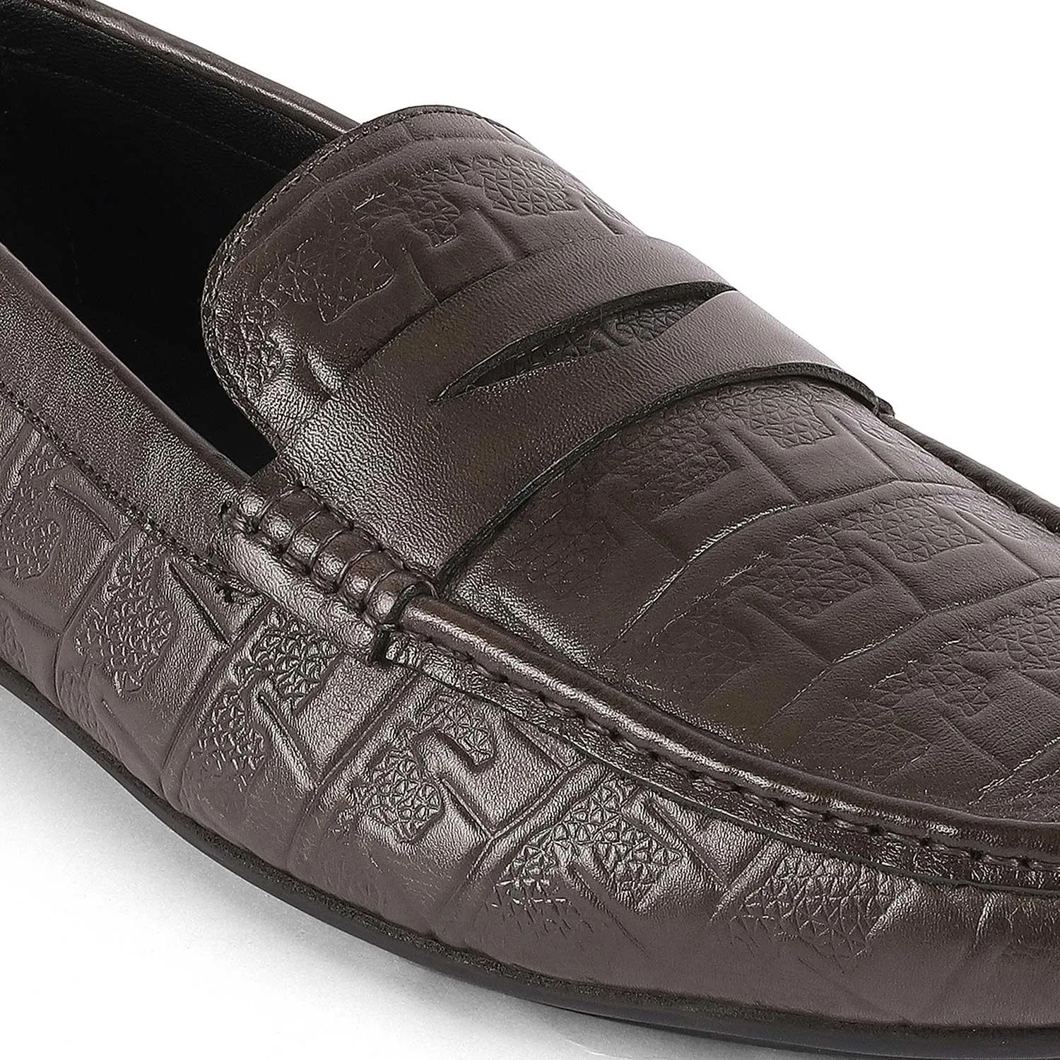 Tresmode Miland Grey Mocassins de conduite en cuir pour hommes