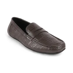 Tresmode Miland Grey Mocassins de conduite en cuir pour hommes