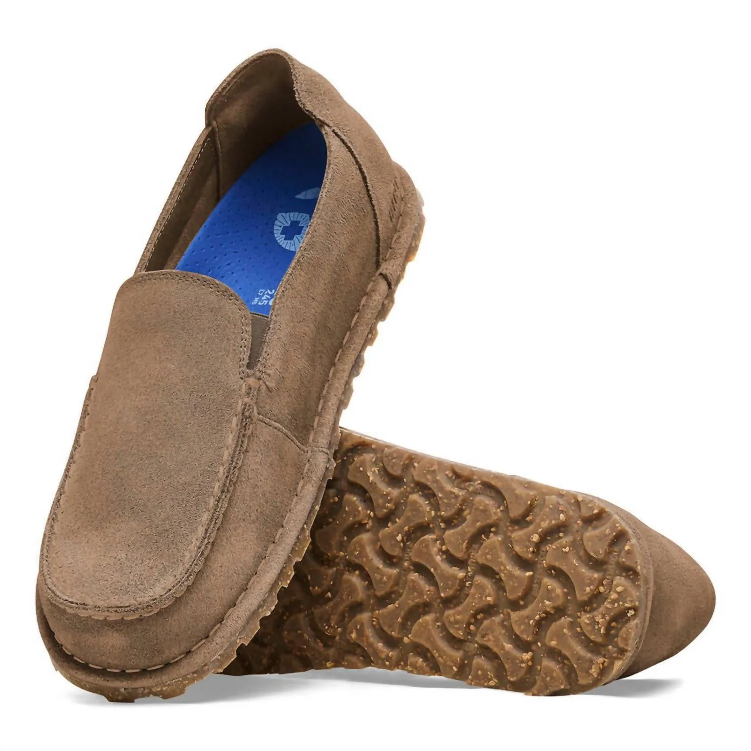 Mocassins Unisexe Utti en Suède et Cuir - Coupe Étroite en Gris Taupe