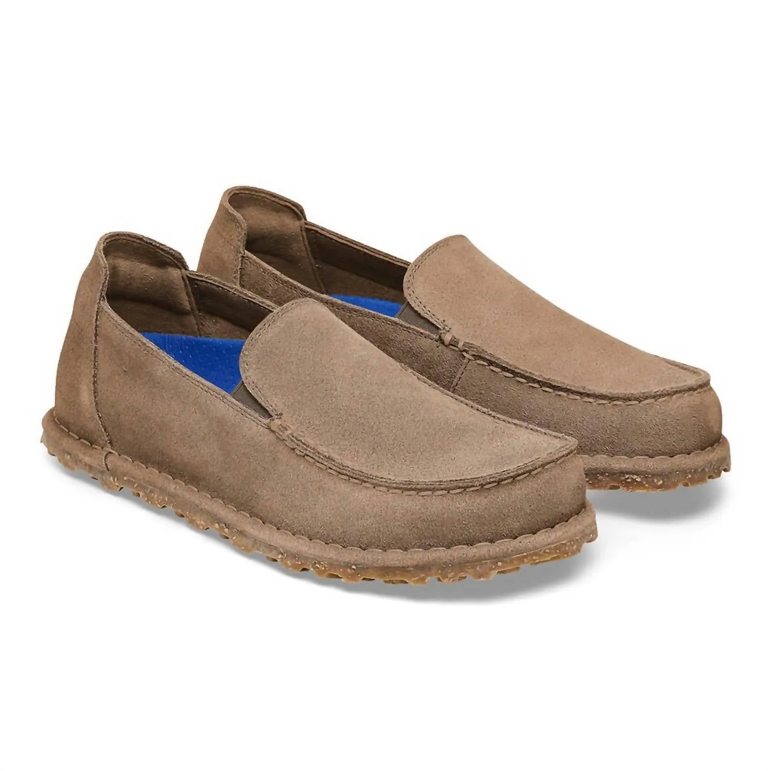 Mocassins Unisexe Utti en Suède et Cuir - Coupe Étroite en Gris Taupe