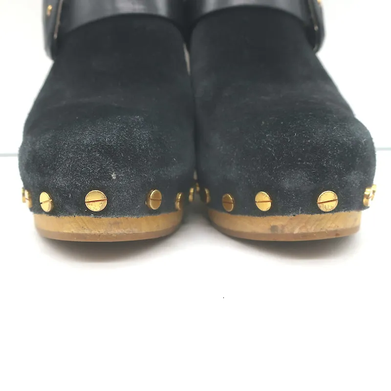 Veronica Beard Dacey Clogs en daim noir taille 6, mules à plateforme