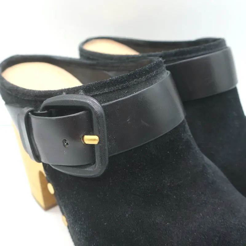 Veronica Beard Dacey Clogs en daim noir taille 6, mules à plateforme