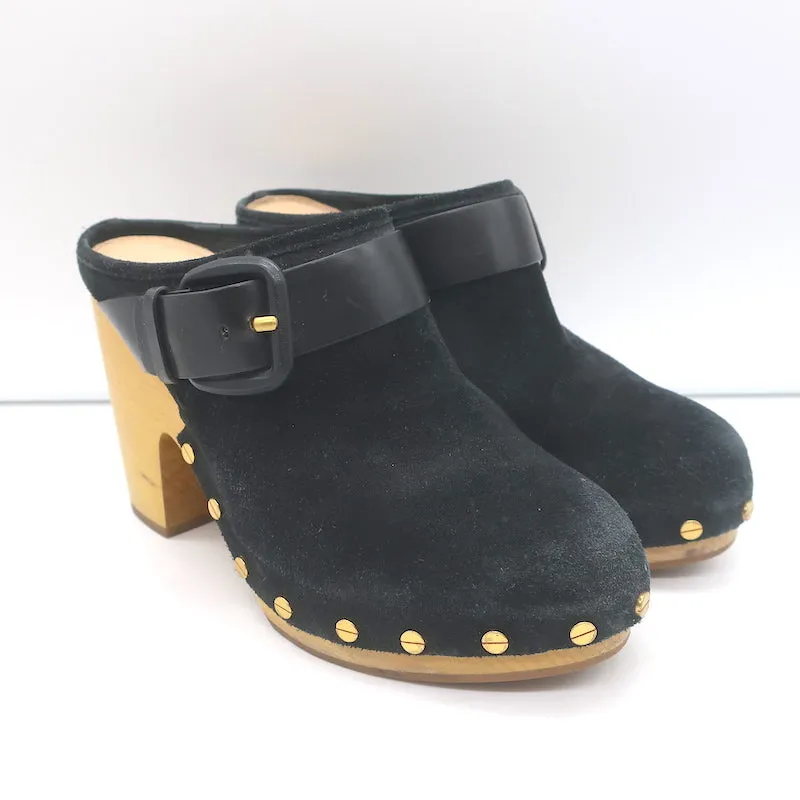 Veronica Beard Dacey Clogs en daim noir taille 6, mules à plateforme