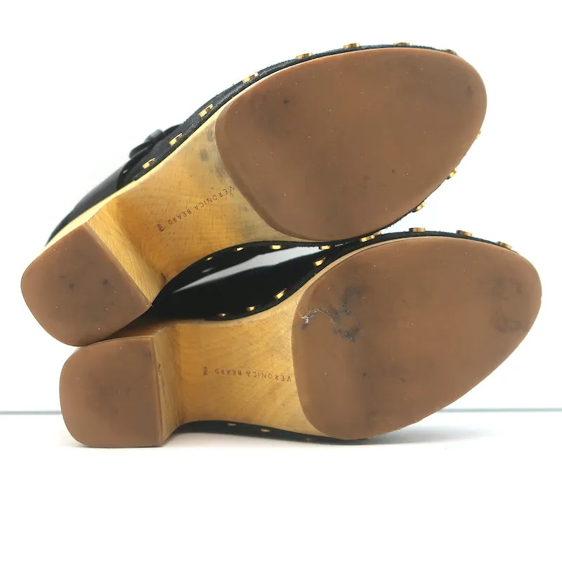 Veronica Beard Dacey Clogs en daim noir taille 6, mules à plateforme