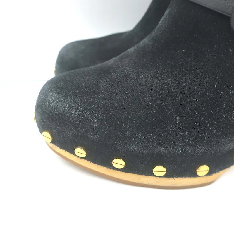 Veronica Beard Dacey Clogs en daim noir taille 6, mules à plateforme