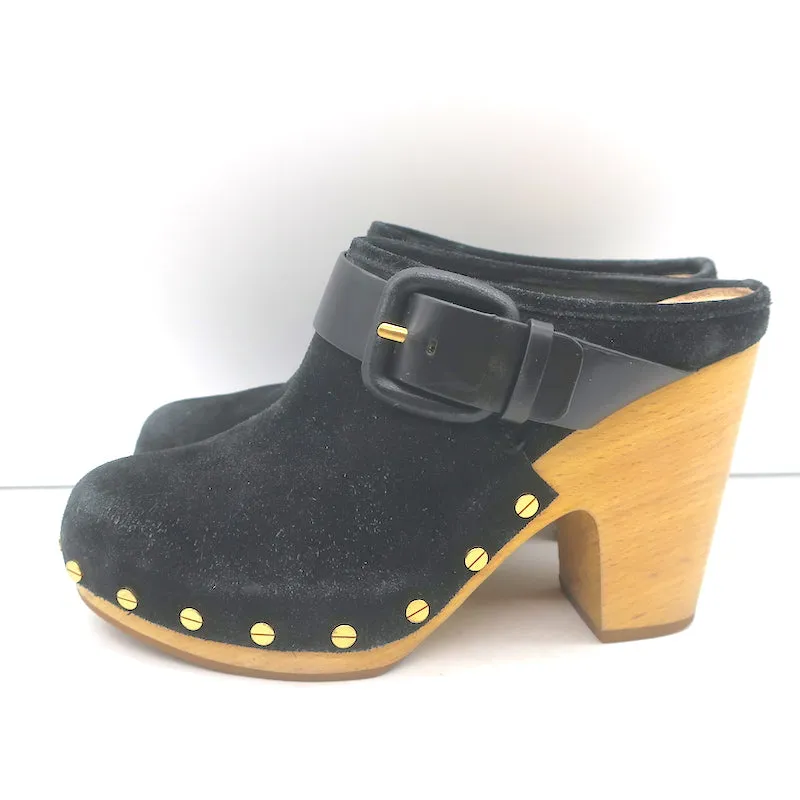 Veronica Beard Dacey Clogs en daim noir taille 6, mules à plateforme