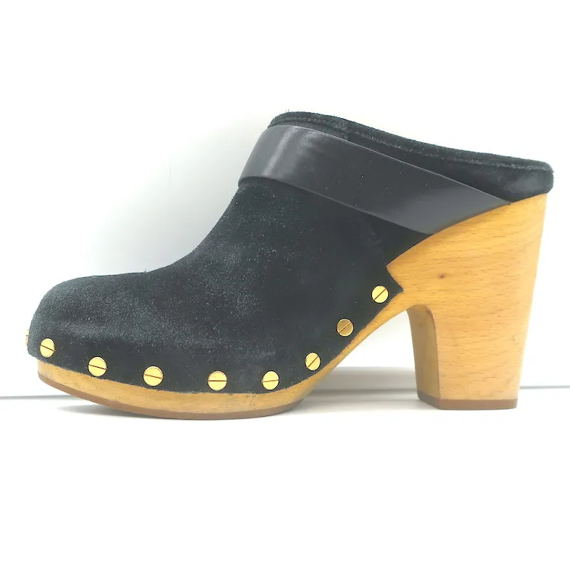 Veronica Beard Dacey Clogs en daim noir taille 6, mules à plateforme