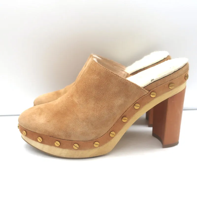 Veronica Beard Grita Sabots Suède Beige Taille 6 Mules à Plateforme