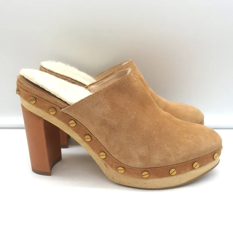 Veronica Beard Grita Sabots Suède Beige Taille 6 Mules à Plateforme