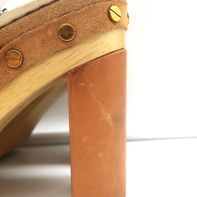 Veronica Beard Grita Sabots Suède Beige Taille 6 Mules à Plateforme