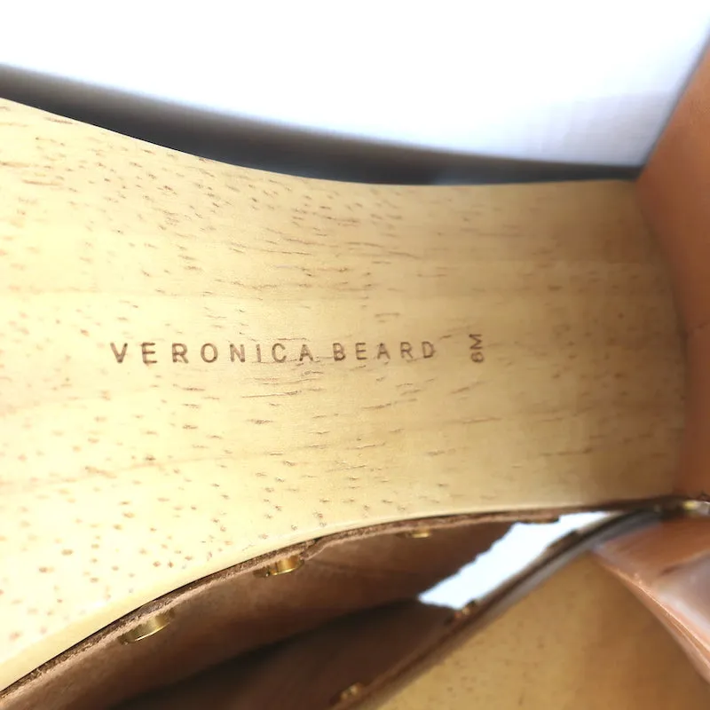 Veronica Beard Grita Sabots Suède Beige Taille 6 Mules à Plateforme