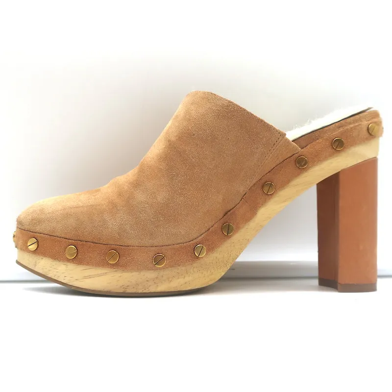 Veronica Beard Grita Sabots Suède Beige Taille 6 Mules à Plateforme