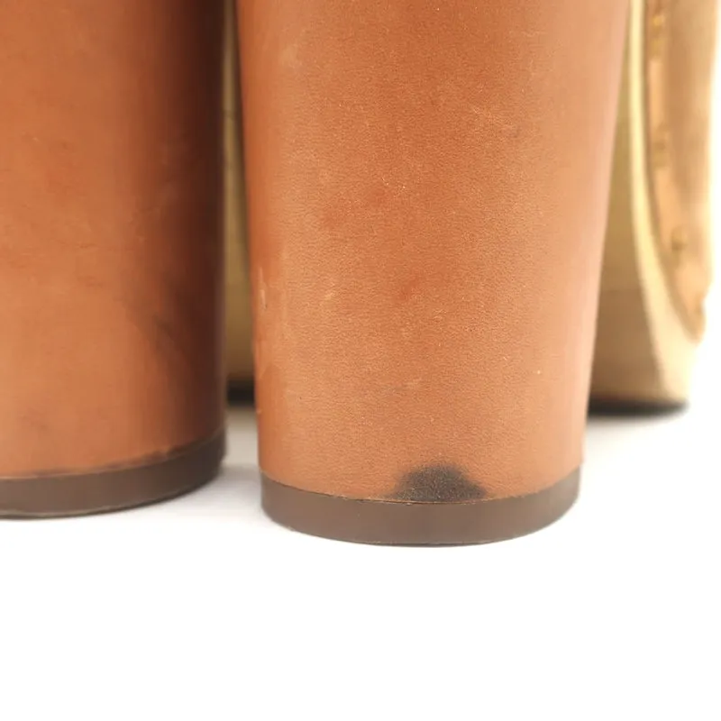 Veronica Beard Grita Sabots Suède Beige Taille 6 Mules à Plateforme