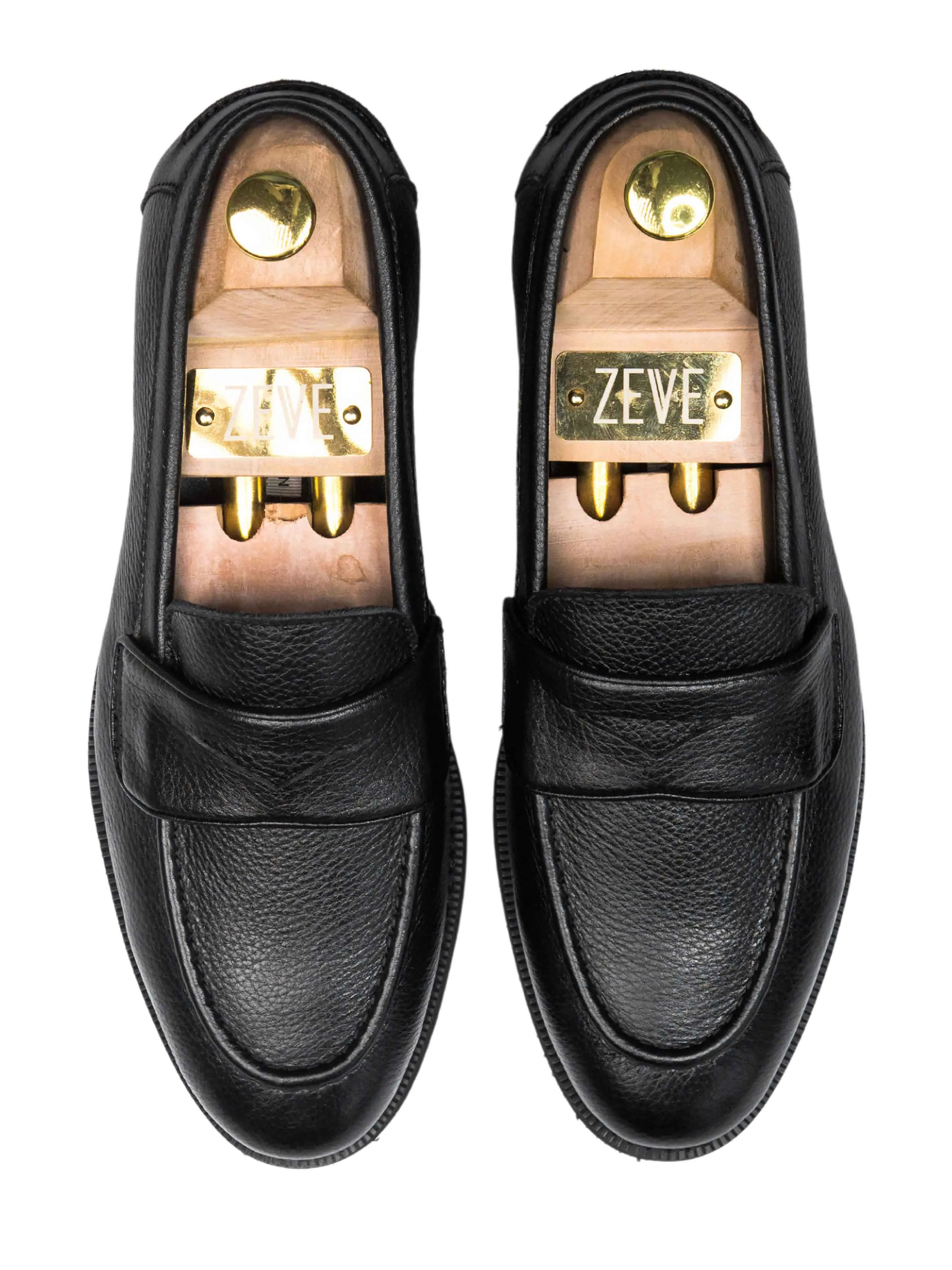 Wayne Penny Loafer - Cuir grainé noir (semelle crêpe)