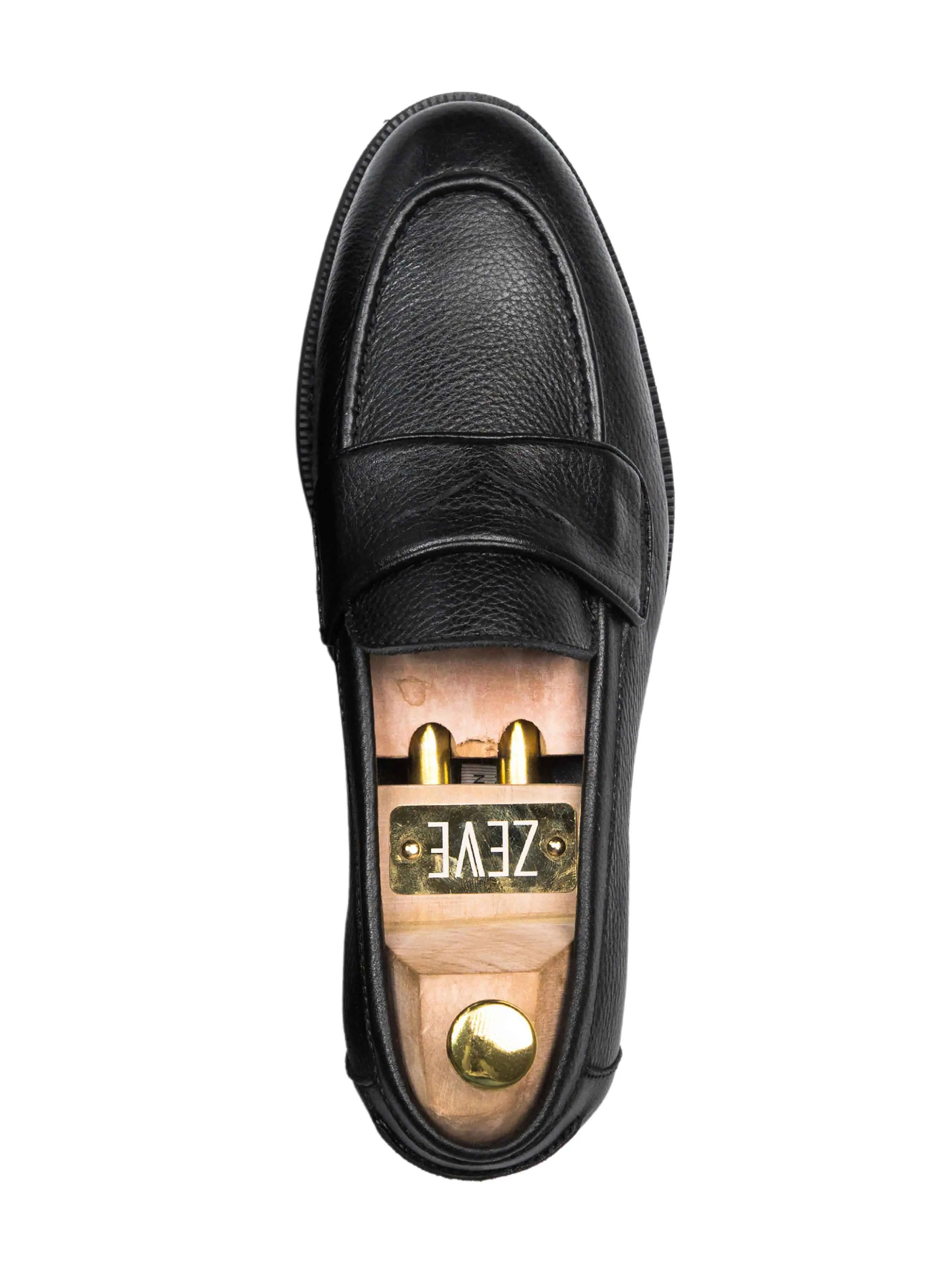 Wayne Penny Loafer - Cuir grainé noir (semelle crêpe)