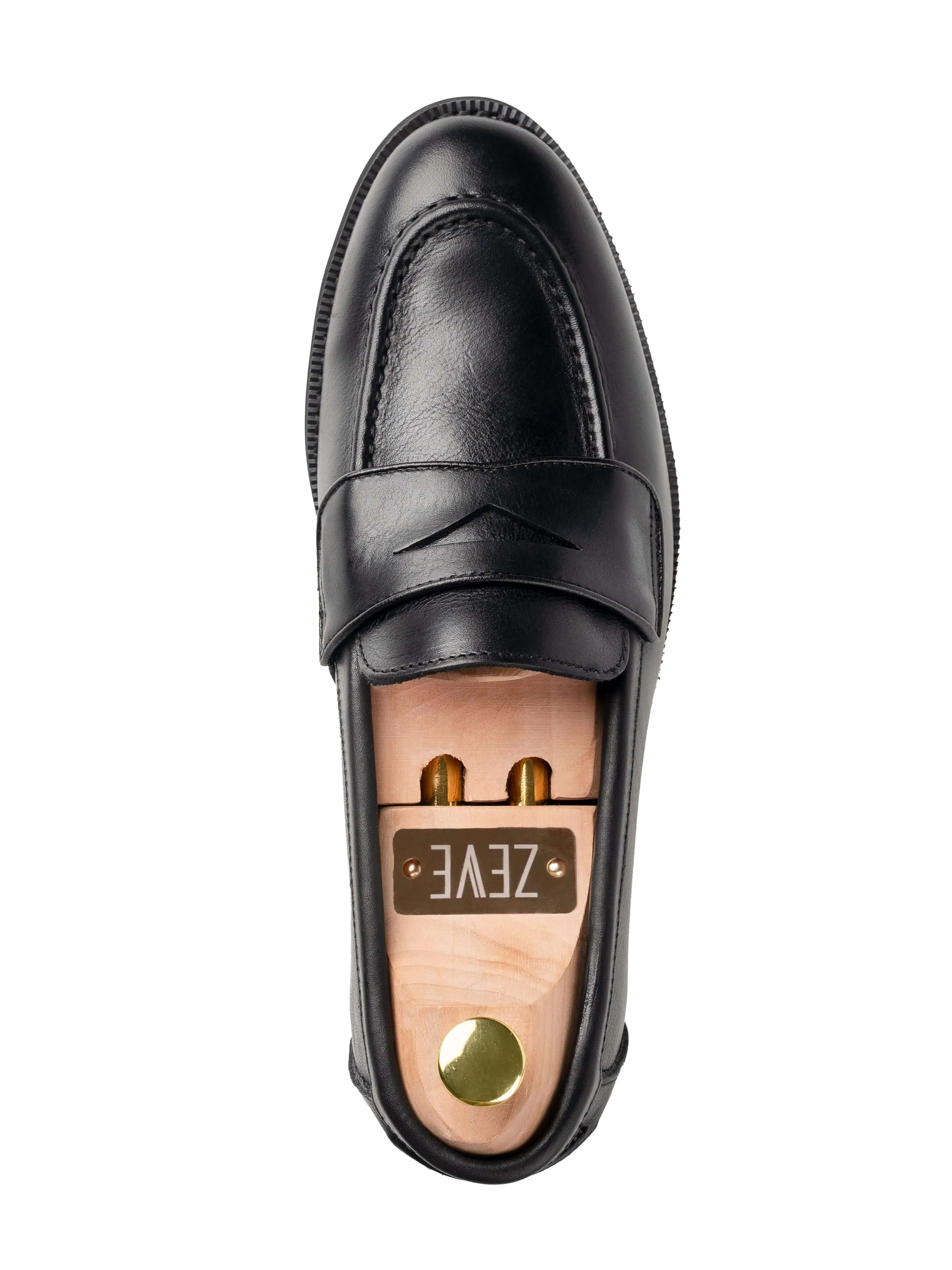 Wayne Penny Loafer - Cuir noir uni (semelle en crêpe)