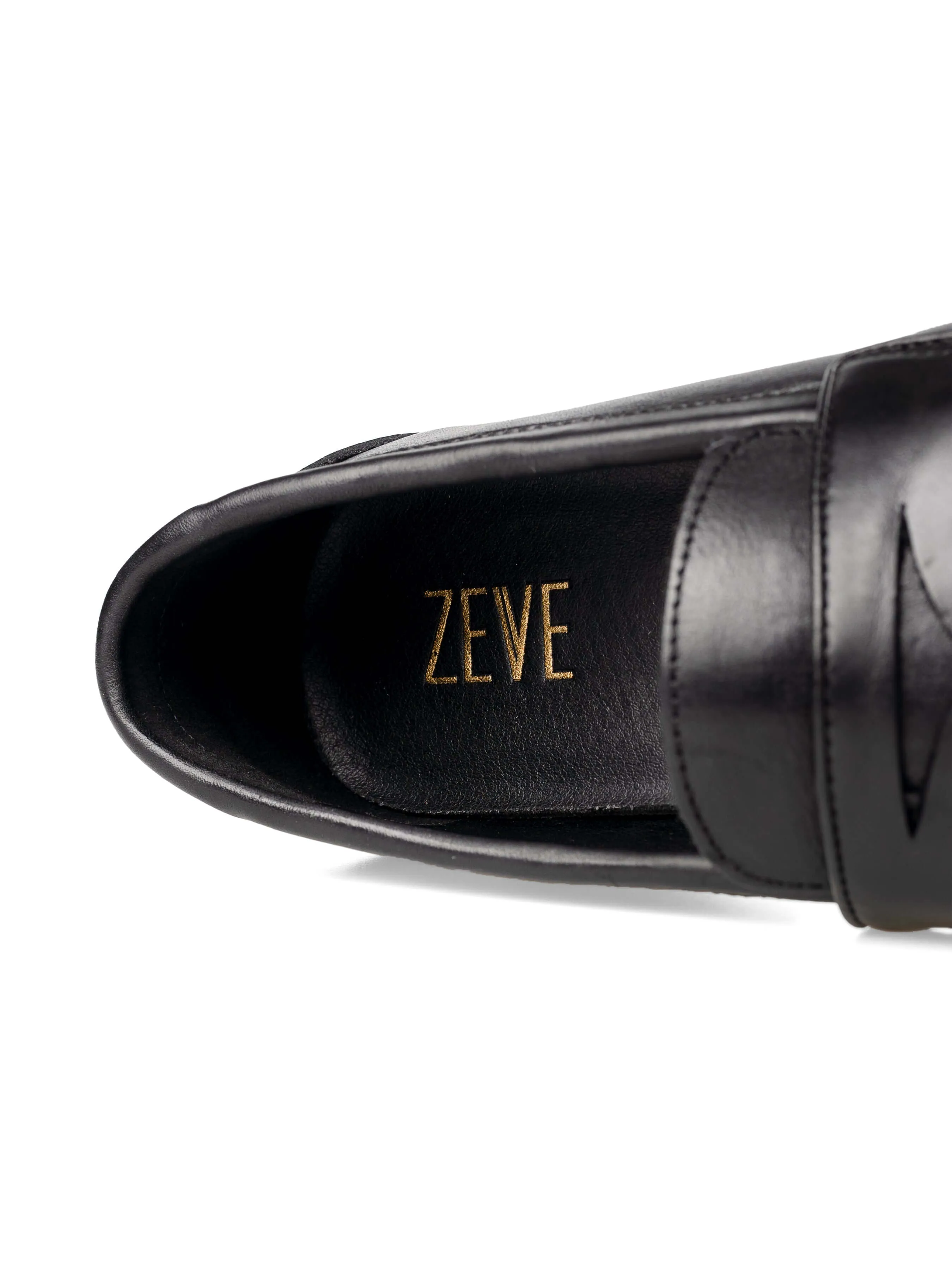 Wayne Penny Loafer - Cuir noir uni (semelle en crêpe)