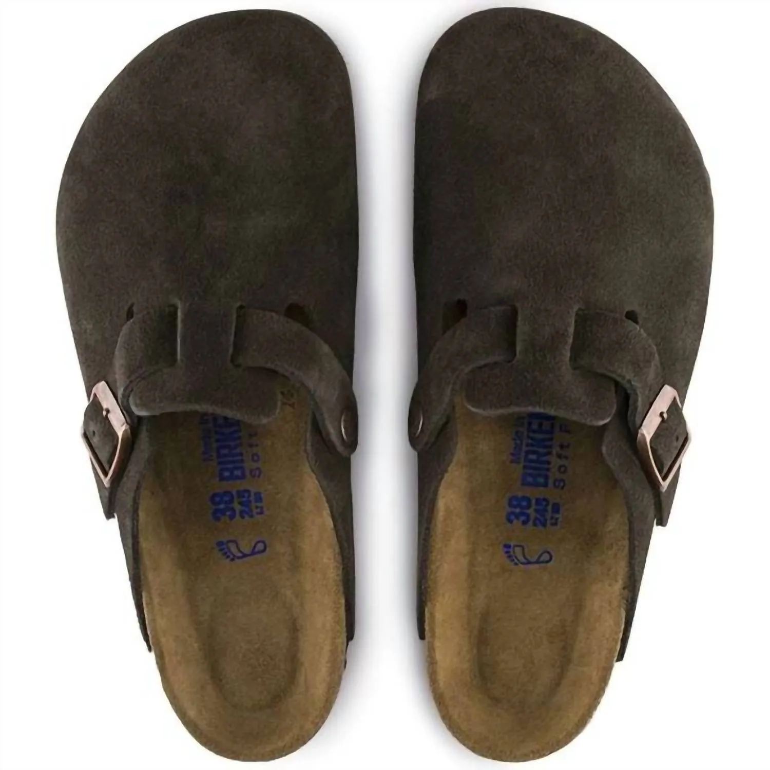 Mules Boston en daim pour femmes - Semelle intérieure douce - Largeur normale/wide - Couleur moka