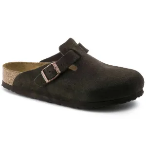 Mules Boston en daim pour femmes - Semelle intérieure douce - Largeur normale/wide - Couleur moka