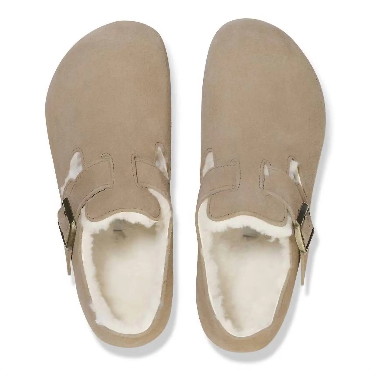 Chaussure basse en agneau retourné pour femme à Londres - Taupe