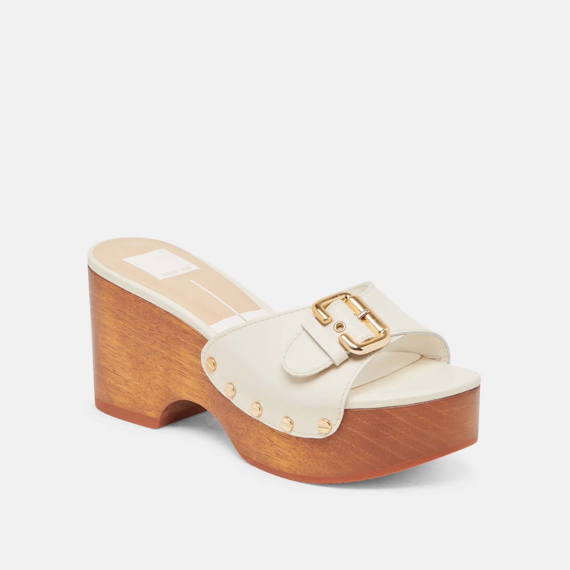 YALAH TALONS EN CUIR BLANC CASSÉ