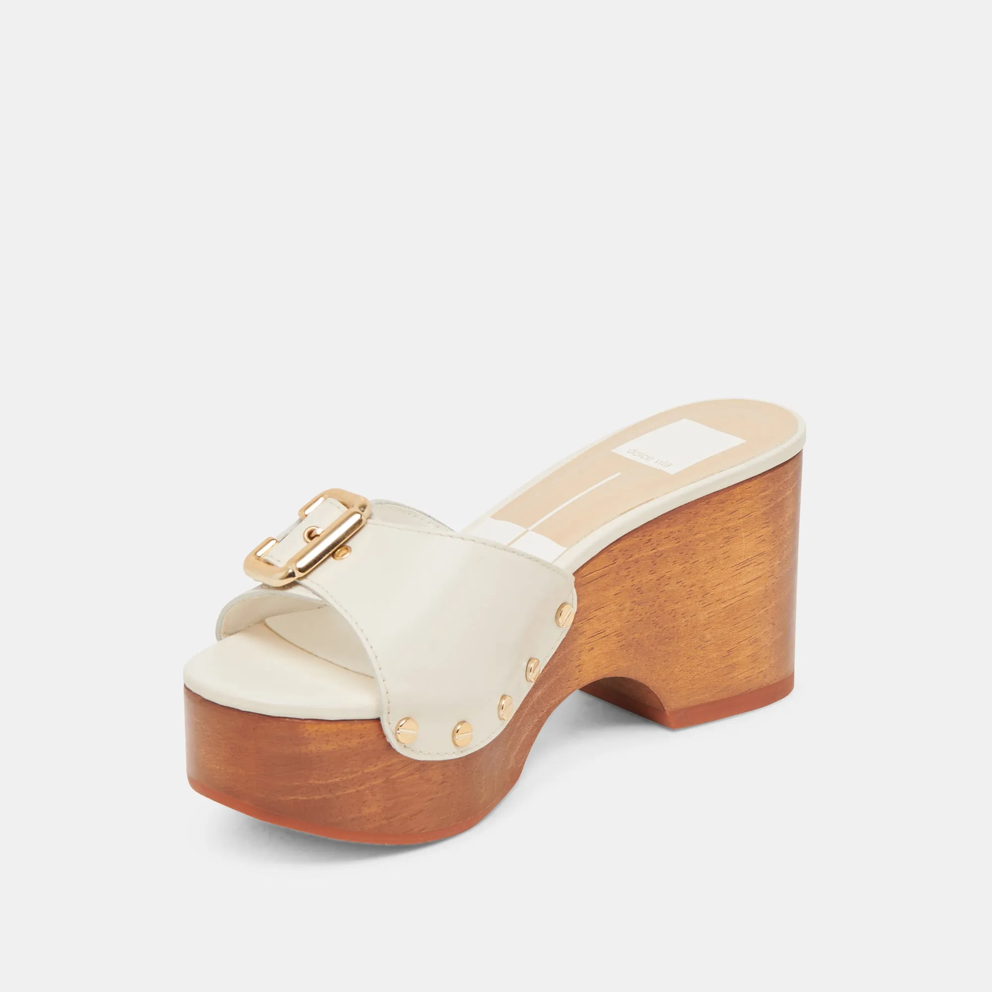 YALAH TALONS EN CUIR BLANC CASSÉ
