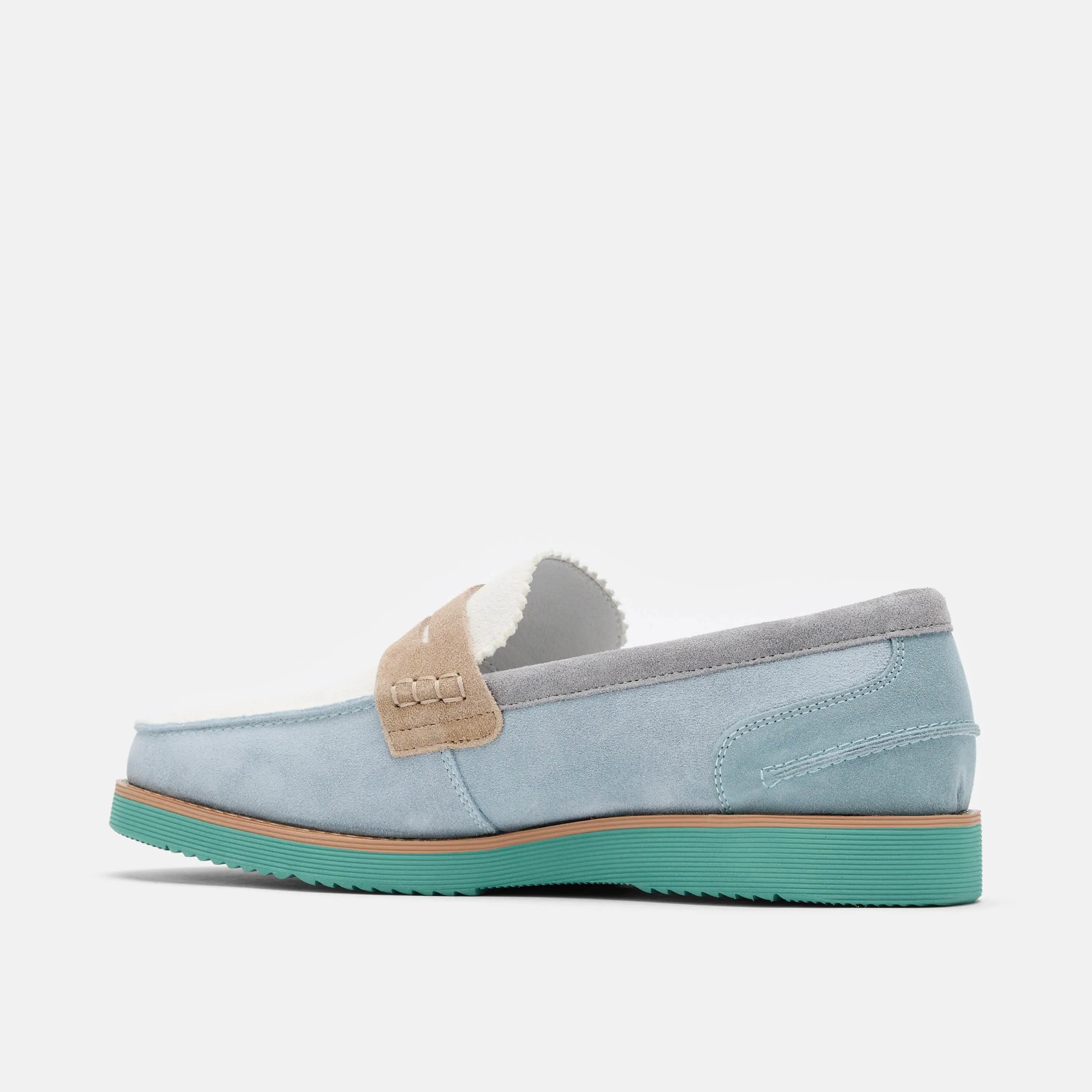 Mocassins Penny en daim Abe avec empiècement bleu brume