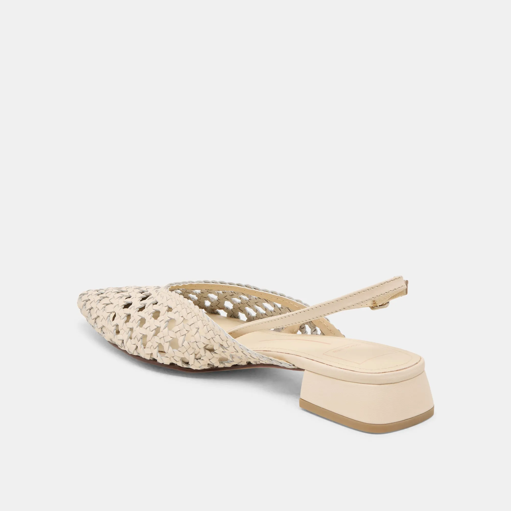 BIRDIE FLATS EN CUIR TISSÉ BLANC CASSÉ