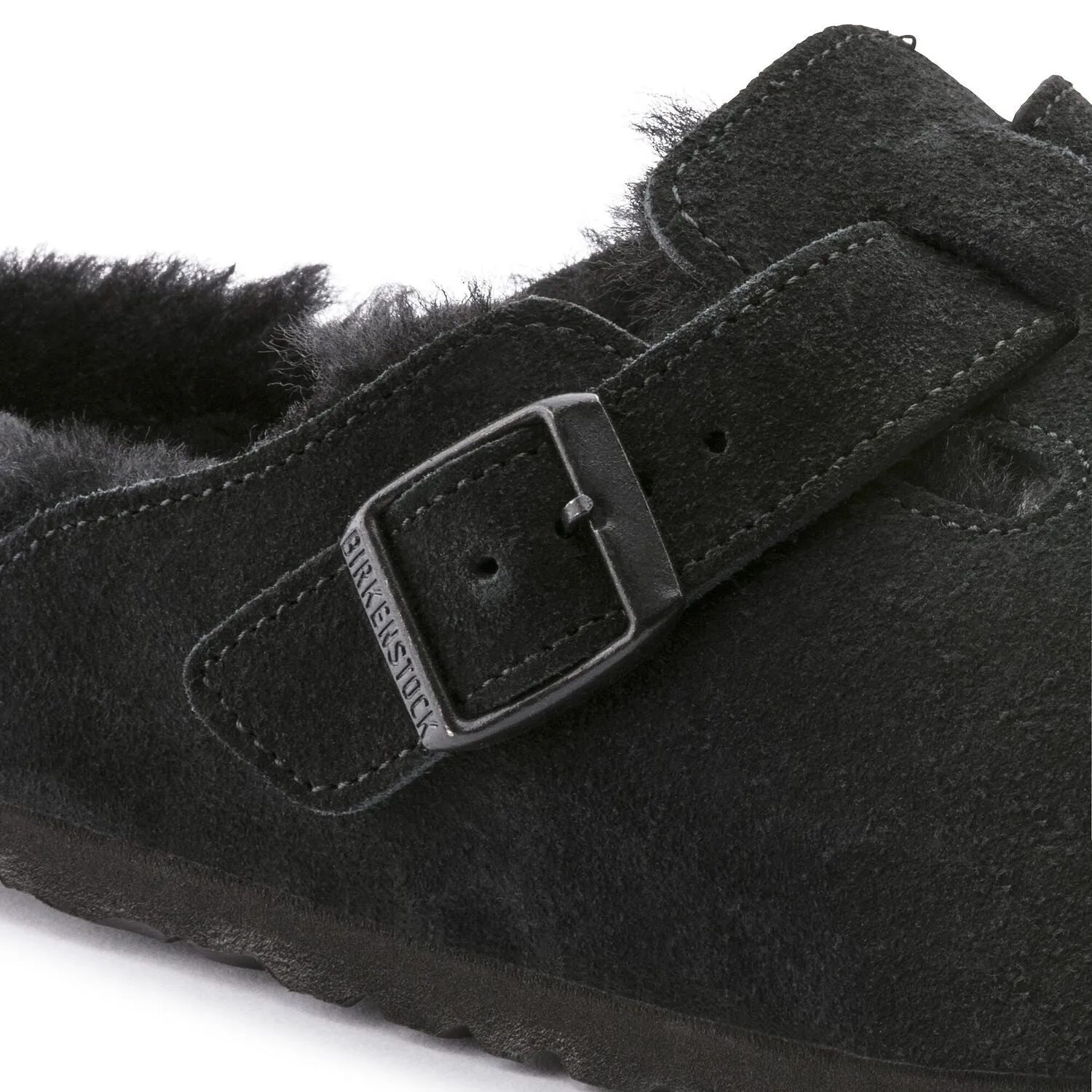 Birkenstock Chaussures Boston en daim et cuir avec doublure en shearling noir standard