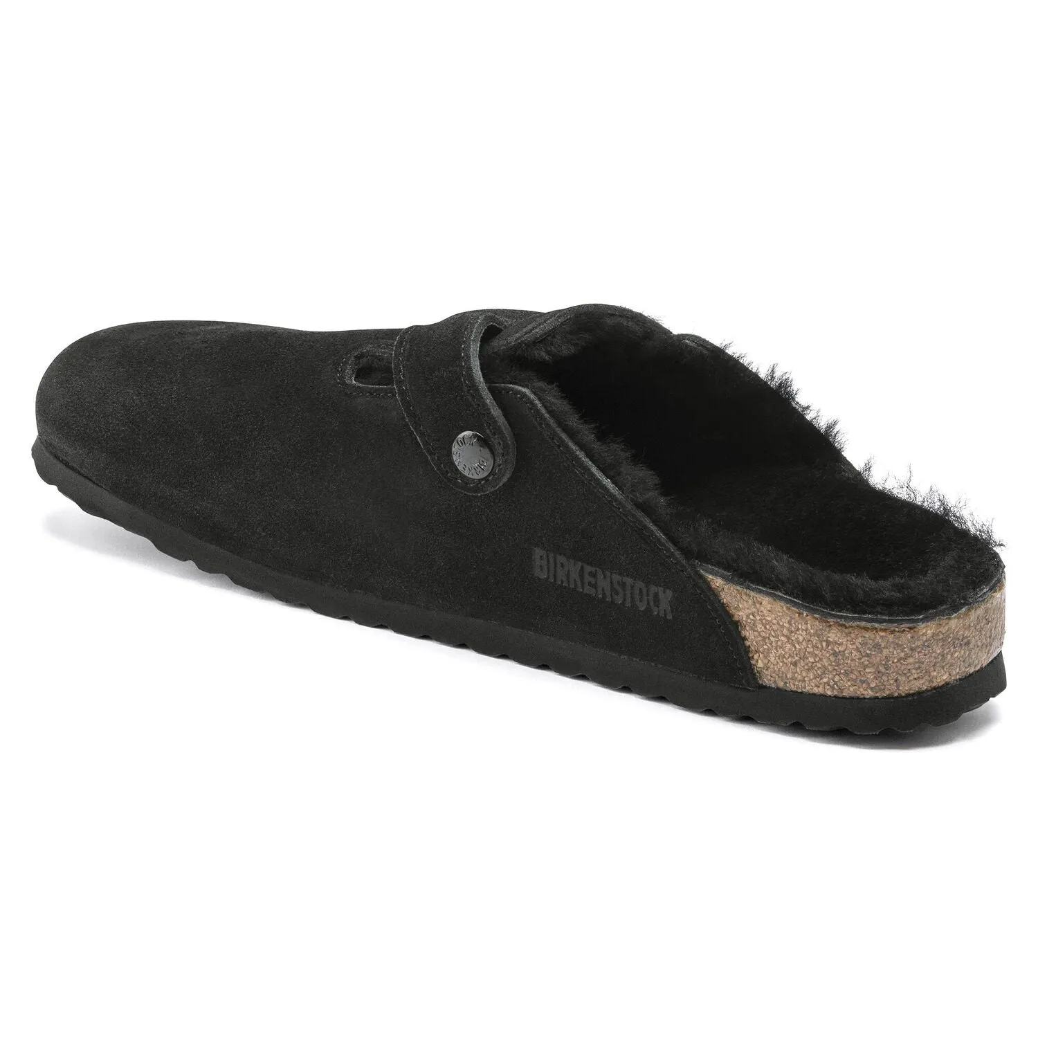 Birkenstock Chaussures Boston en daim et cuir avec doublure en shearling noir standard