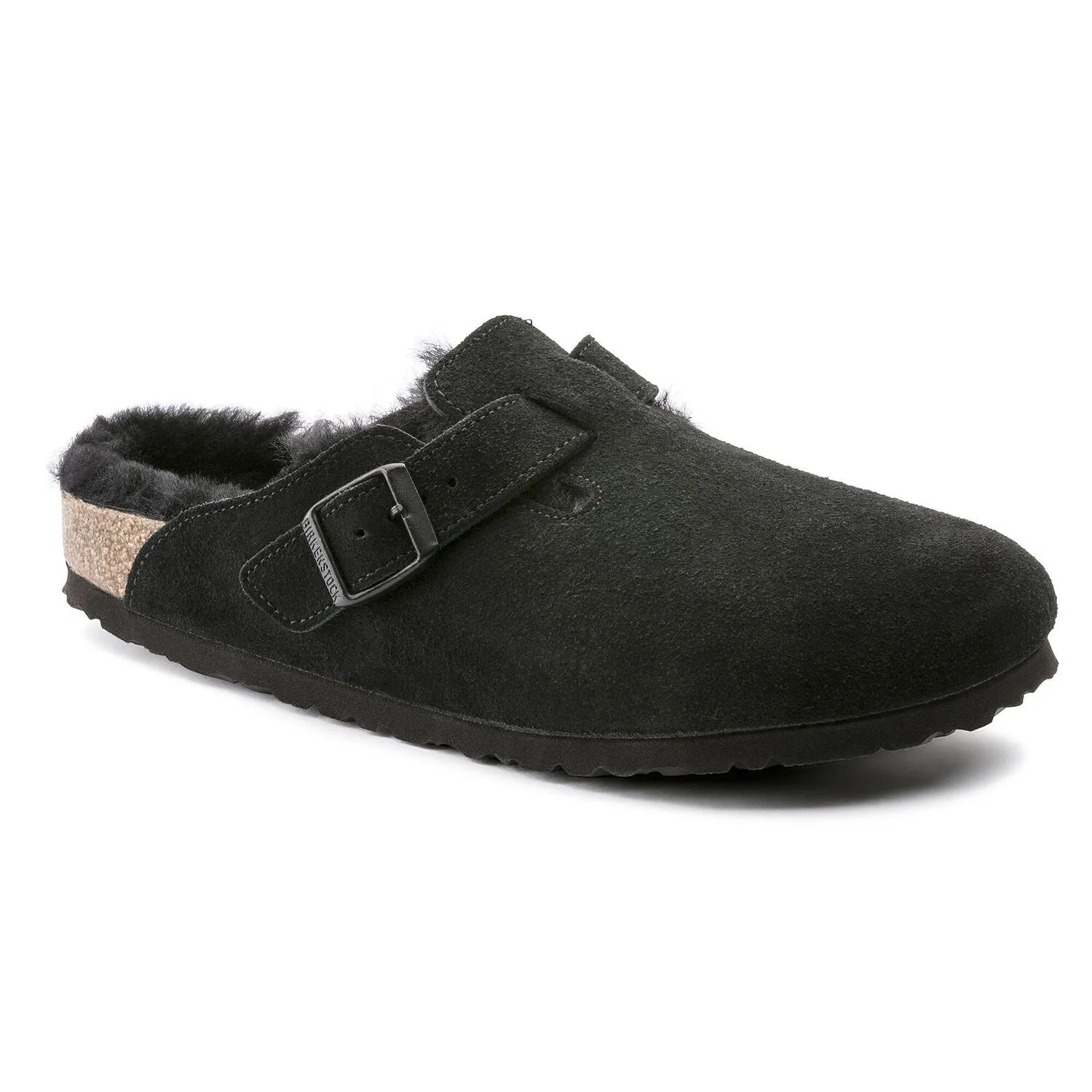 Birkenstock Chaussures Boston en daim et cuir avec doublure en shearling noir standard
