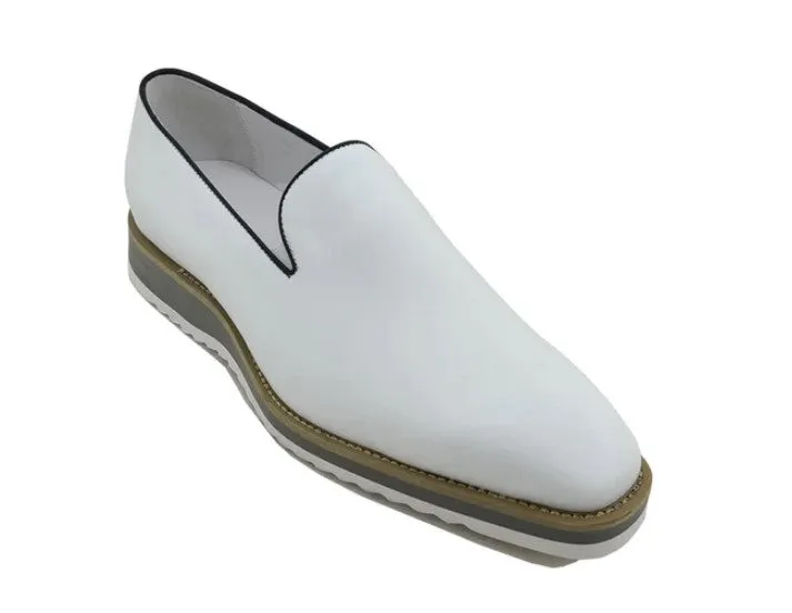 Mocassin vénitien sans lacets en veau blanc