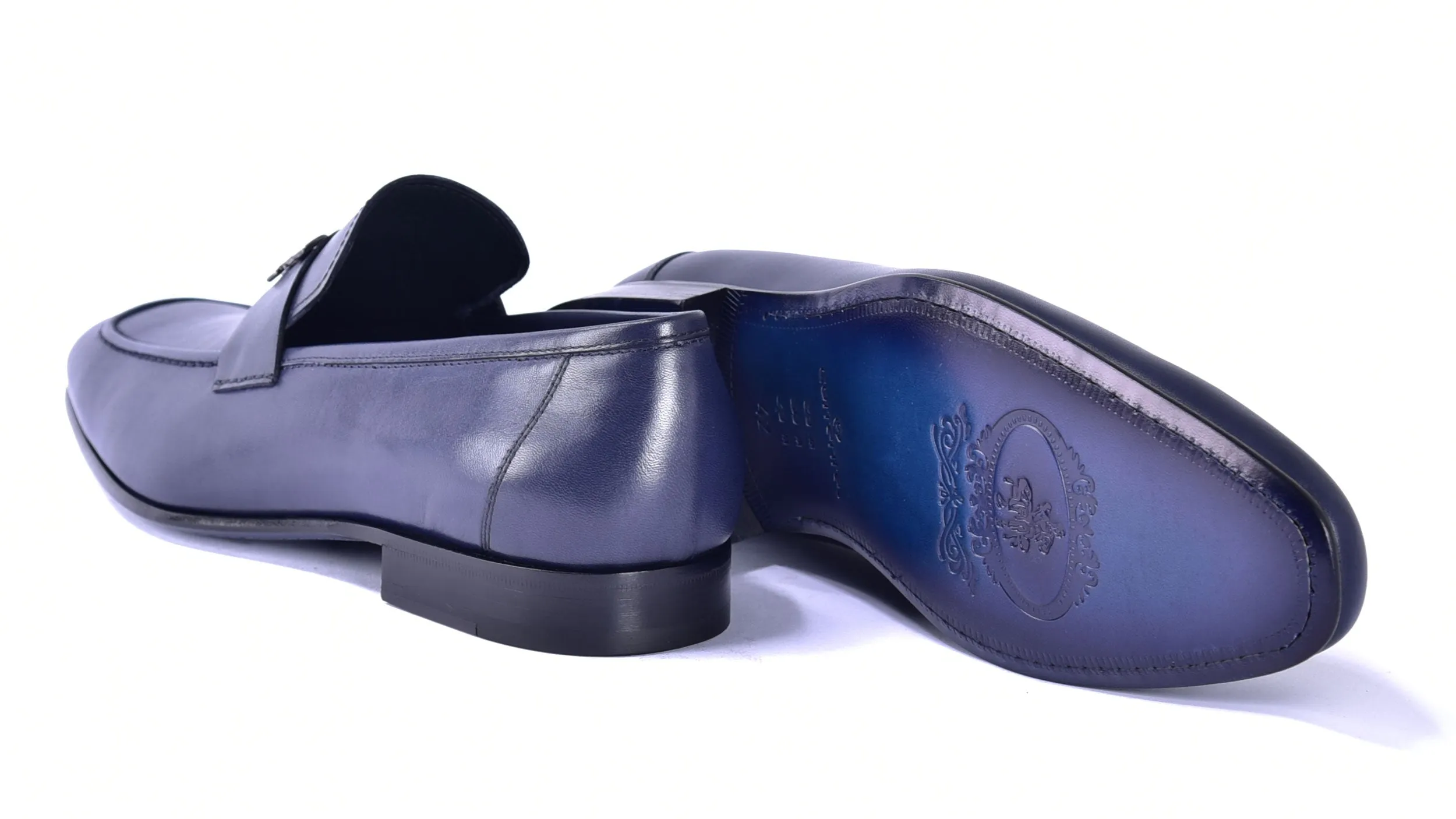 Mocassin Corrente en Veau Brunissage Marine