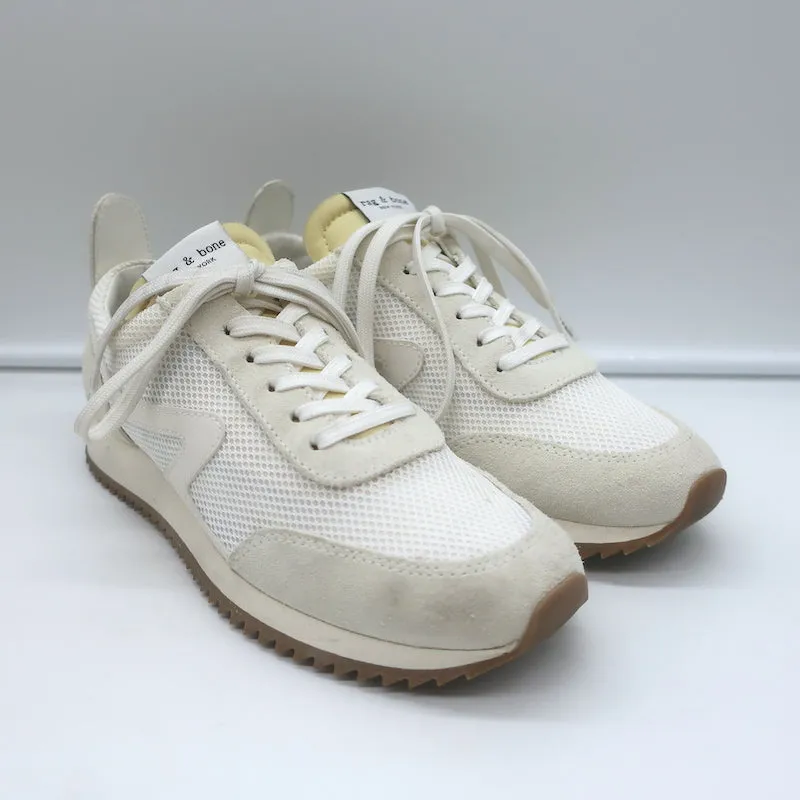 Rag & Bone Retro Basket Basses de Course en Maille Blanche et Suédine Crème Taille 37