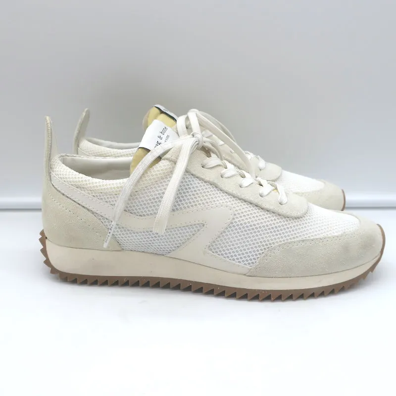 Rag & Bone Retro Basket Basses de Course en Maille Blanche et Suédine Crème Taille 37