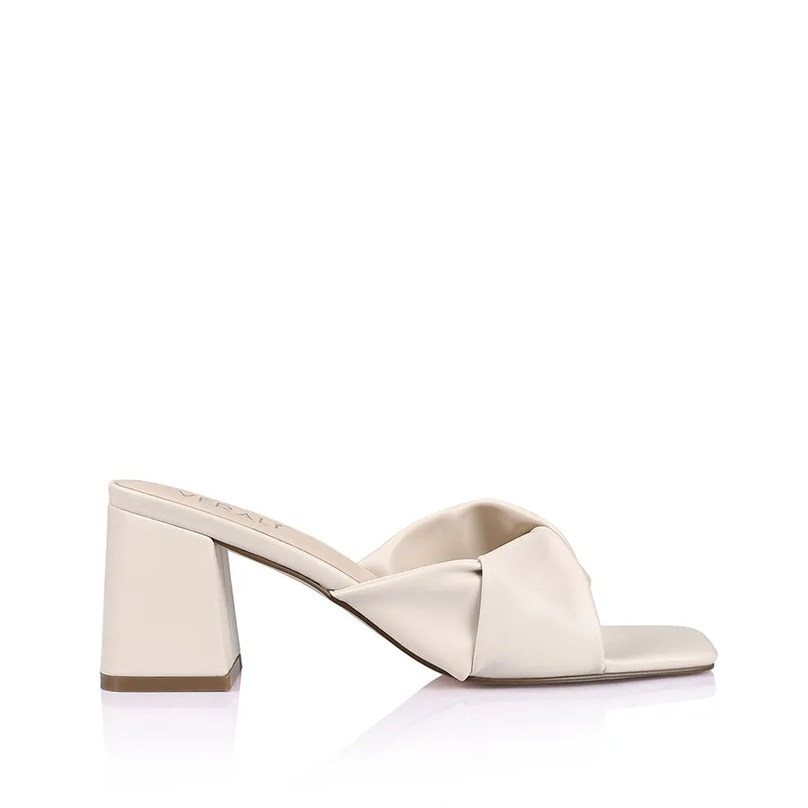Mules Stella à bloc talon - Blanc os lisse