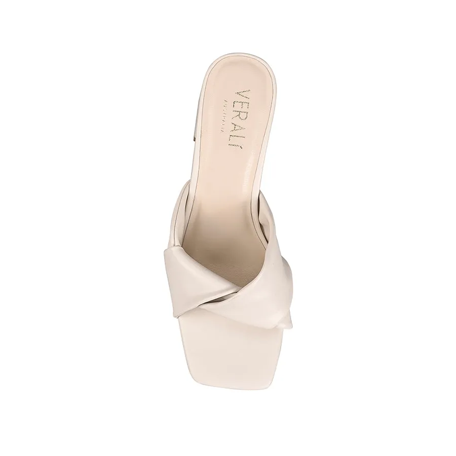 Mules Stella à bloc talon - Blanc os lisse