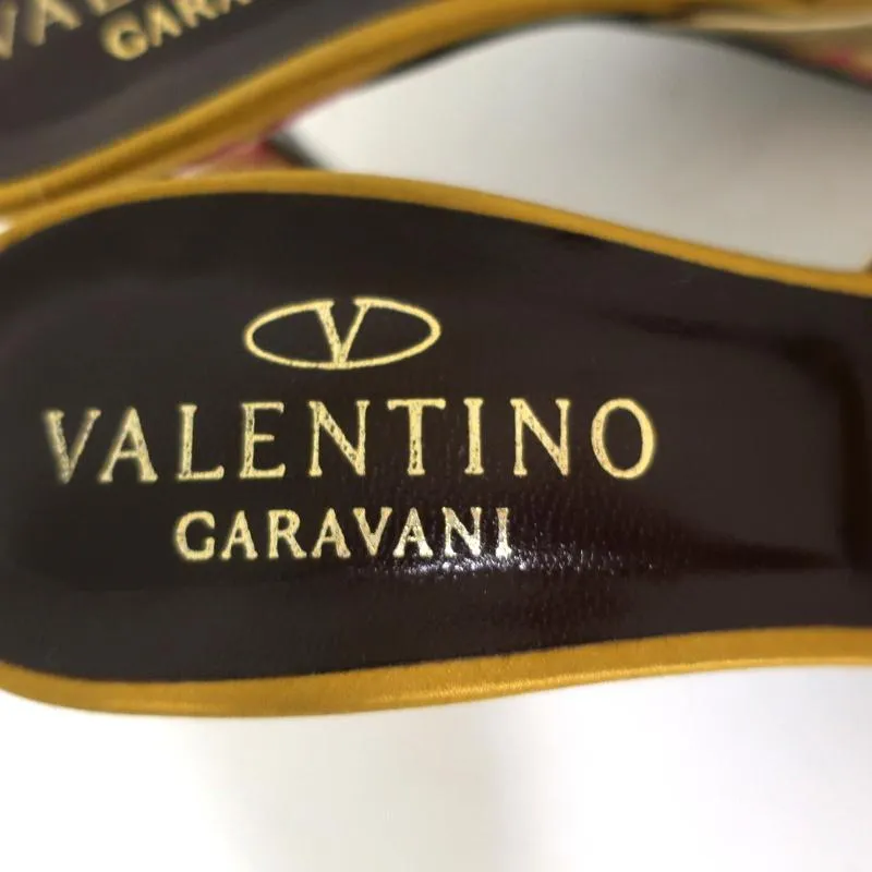 Valentino Mules à Bout Ouvert Or Métallisé avec Garniture en Cuir Dentelle Taille 38 Talons Glissés